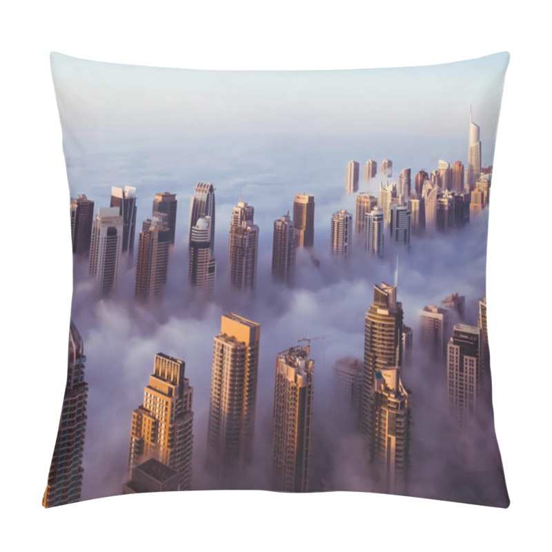 Personality  Dubai Marina Skyscrapers Covered With Fog Pillow Covers