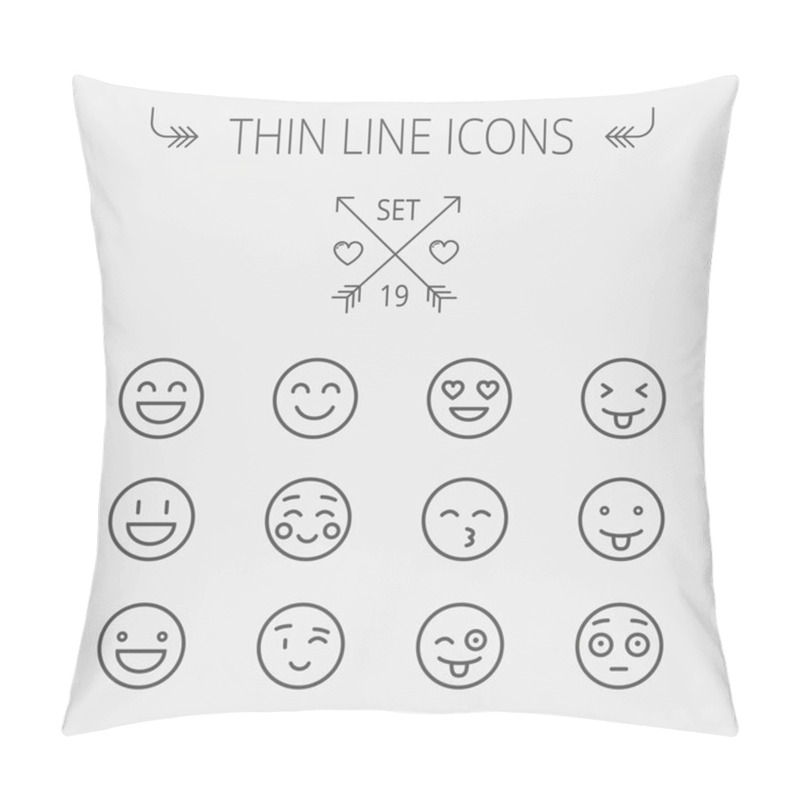 Personality  Emoji Thin Line Icon Set Pillow Covers