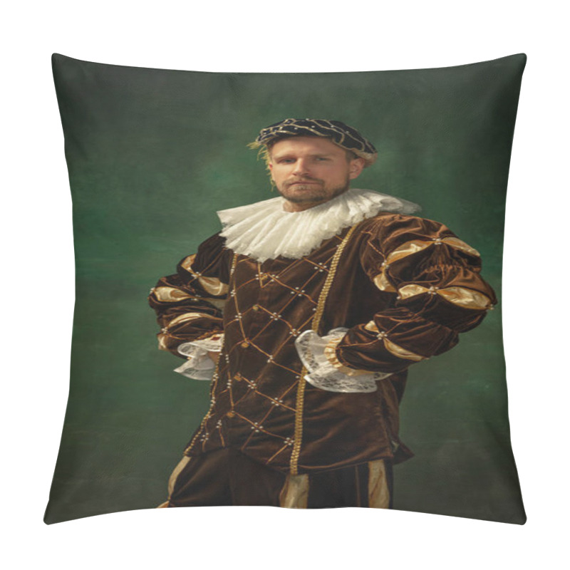 Personality  Medieval Young Man In Old-fashioned Costume Pillow Covers