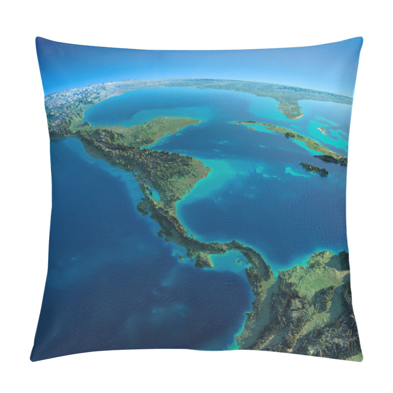 Personality  Detailed Earth.The Countries Of Central America Pillow Covers