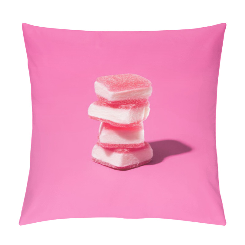 Personality  Stack Of Delicious Gummy Candies On Pink Surface Pillow Covers