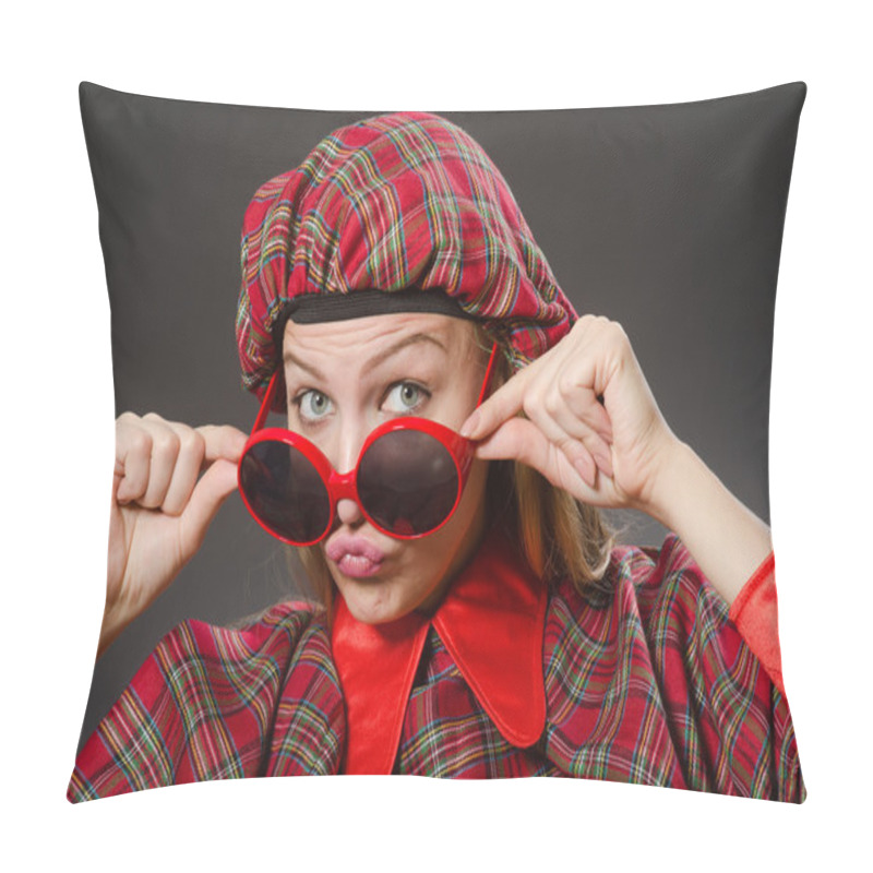 Personality  Woman Wearing Traditional Scottish Clothing Pillow Covers