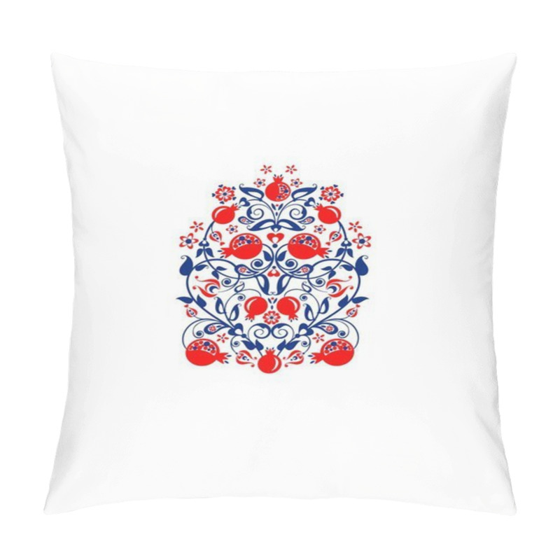 Personality  Beautiful Floral Ethnic Red Ornamental Border With Abstract Pomegranate Tree, Fruit And Flowers For Greeting Card, Wedding Invitation, Embroidery, Fashion Print And Nowruz Celebration Pillow Covers