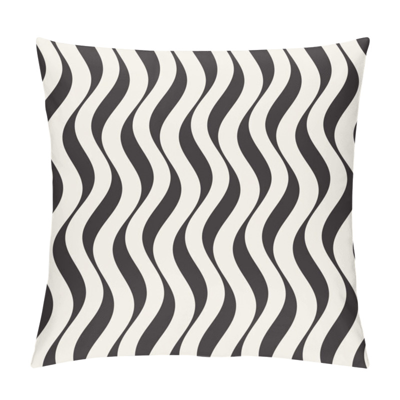 Personality  Vector Seamless Black And White Hand Drawn Vertical Wavy Lines Pattern Pillow Covers