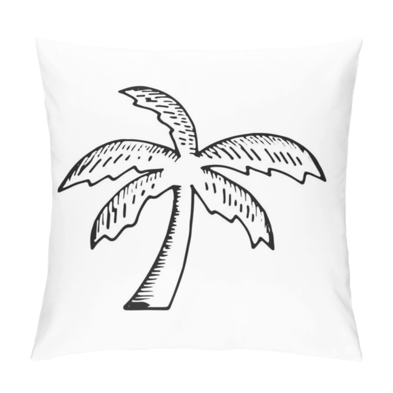 Personality  Palm Tree Sketch Icon. Isolated Object. Pillow Covers