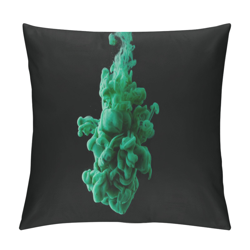 Personality  Abstract Flowing Green Paint On Black Background  Pillow Covers