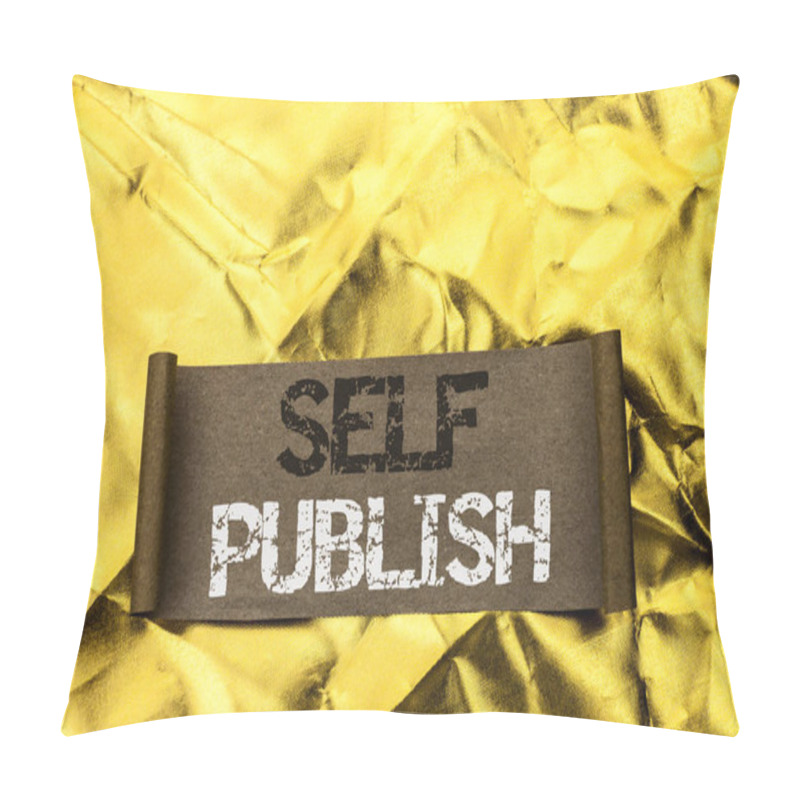 Personality  Handwriting Text Writing Self Publish. Concept Meaning Publication Write Journalism Manuscript Article Facts Written On Cardboard Piece On The Golden Textured Background. Pillow Covers