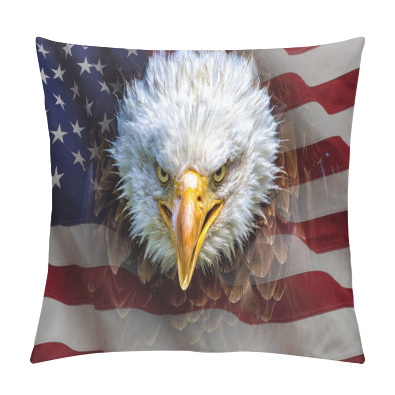 Personality  An Angry North American Bald Eagle On American Flag Pillow Covers