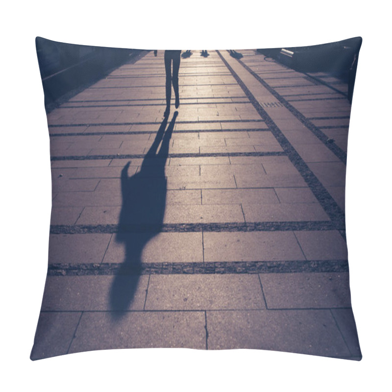 Personality  Silhouettes Of People Walking On City Street Pillow Covers