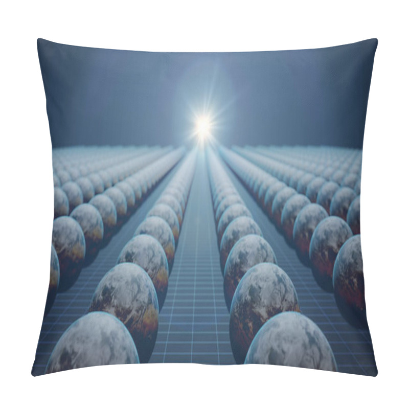 Personality  Parallel Universes In Many Worlds Interpretation Of Quantum Physics. Multiple Earth Planents In Multiverse. Elements Of This Image Furnished By NASA. 3D Rendered Illustration. Pillow Covers