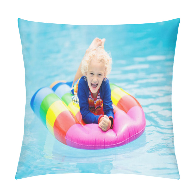 Personality  Child On Inflatable Float In Swimming Pool.  Pillow Covers