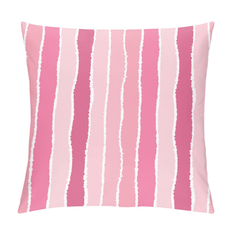 Personality  Seamless Strip Pattern. Vertical Lines With Torn Paper Effect. Shred Edge Background. Cold, Rose, Pink, White, Pastel Colors. Vector Illustration Pillow Covers