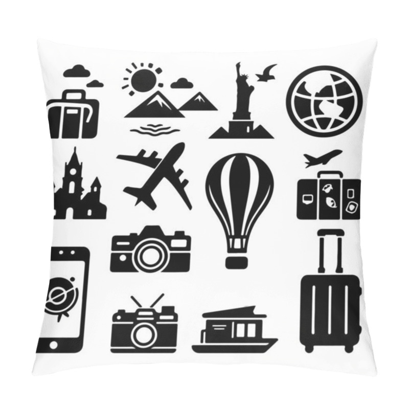 Personality  Traveling Icon Silhouette Vector Design Pillow Covers