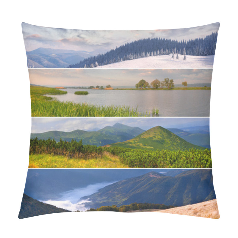 Personality  Set Of The 4 Seasons Landscape Pillow Covers