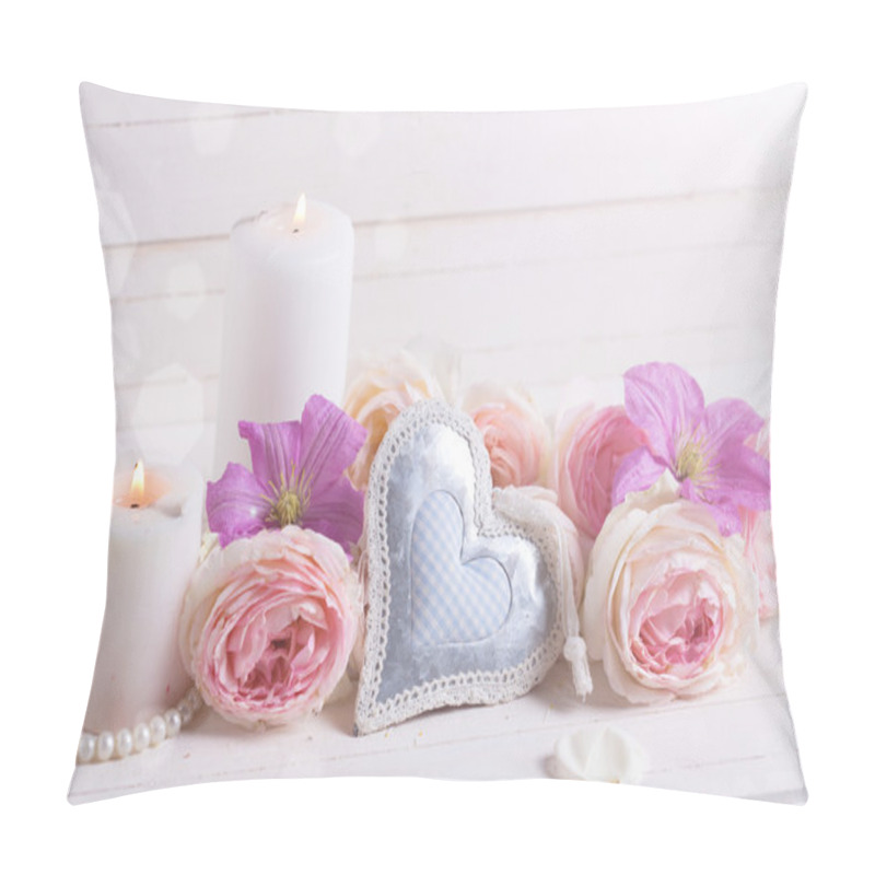 Personality  Heart,  Flowers , Candles Pillow Covers