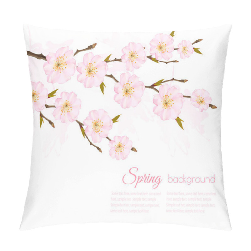 Personality  Spring Nature Background With Sakura Branch. Vector Pillow Covers