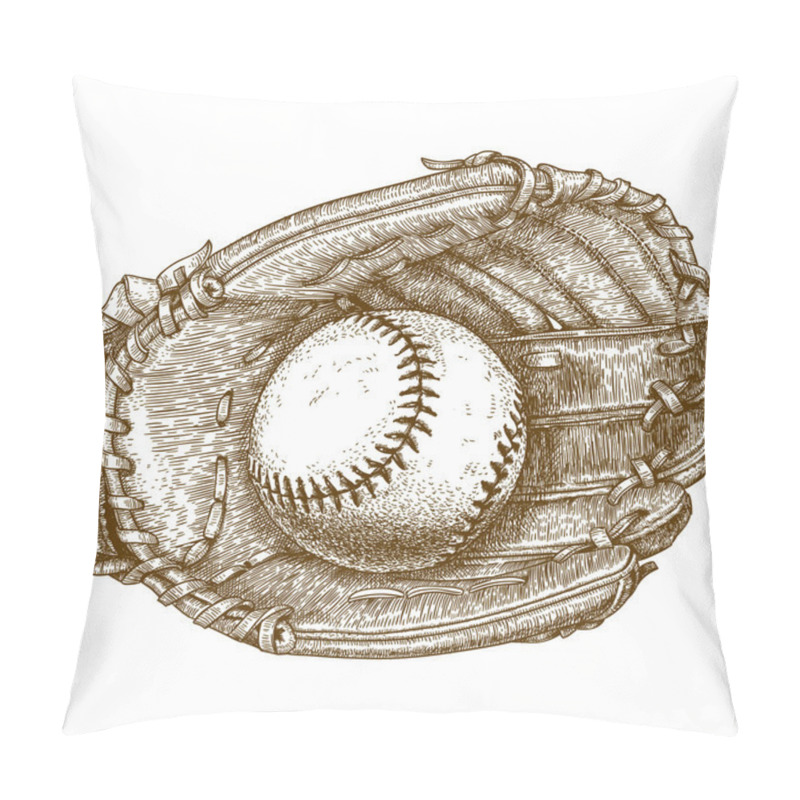 Personality  Engraving  Illustration Of Baseball Glove And Ball Pillow Covers