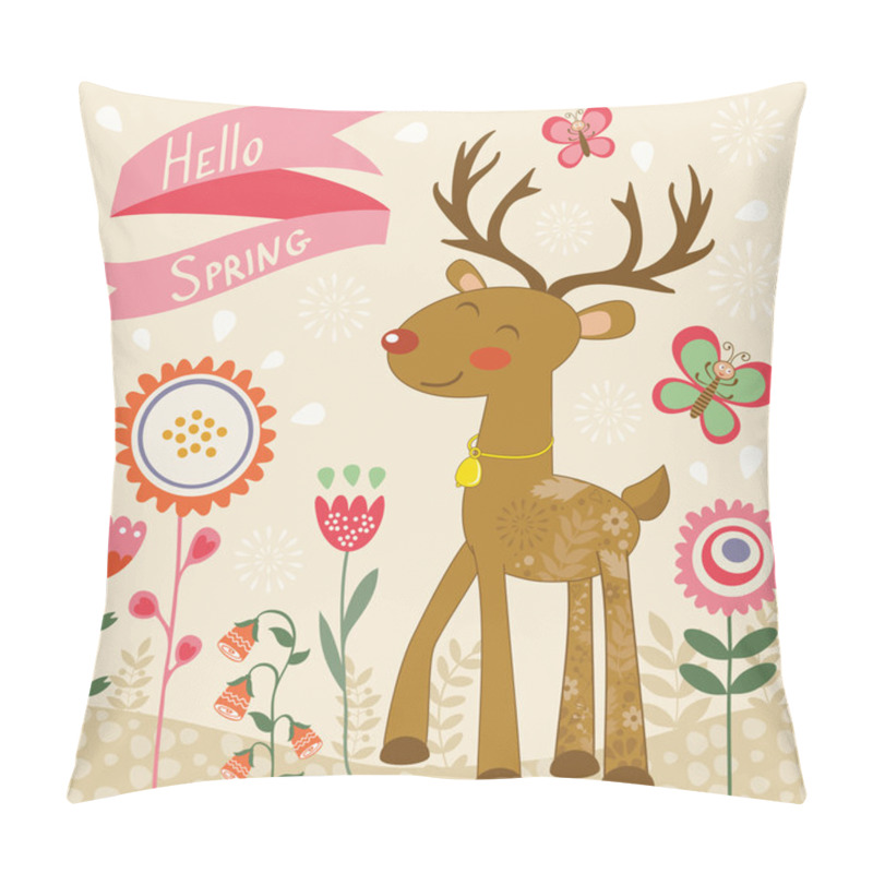 Personality  Hello Spring Card With Deer Pillow Covers