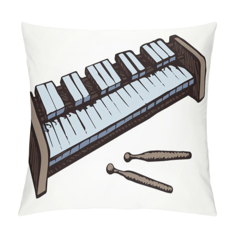 Personality  Musical Instrument Xylophone. Vector Doodle Symbol Pillow Covers