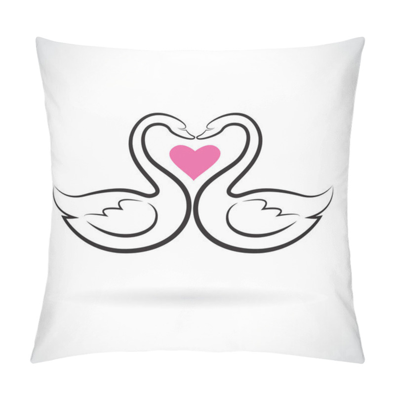 Personality  Vector Of Two Loving Swans And Pink Heart On White Background. Wild Animals. Swans Logo Or Icon. Easy Editable Layered Vector Illustration. Pillow Covers