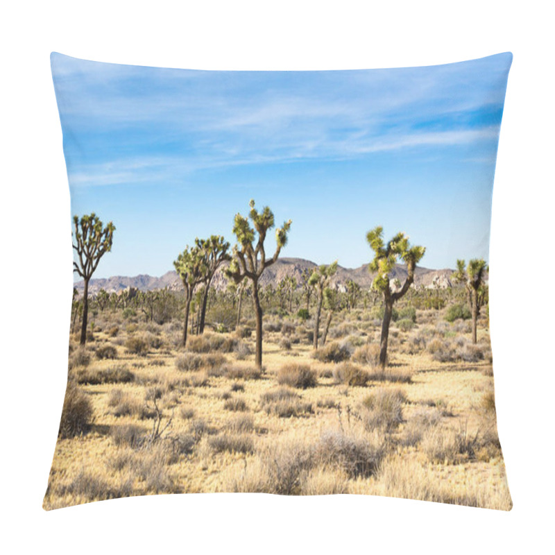 Personality  Yucca Palms And Rock Formation In Joshua Tree National Park, California, USA Pillow Covers