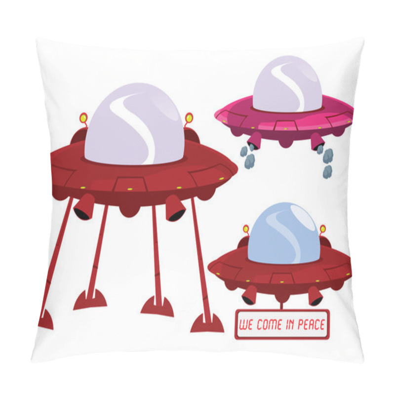 Personality  UFO Illustration In Vector Pillow Covers