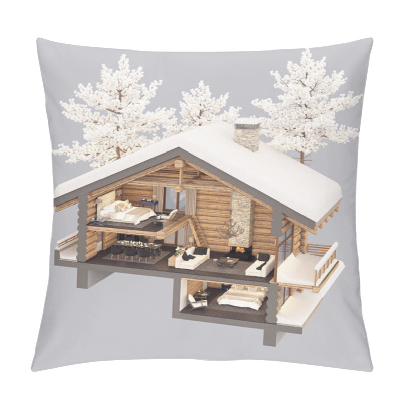 Personality  3d Rendering Section Of Chalet Pillow Covers