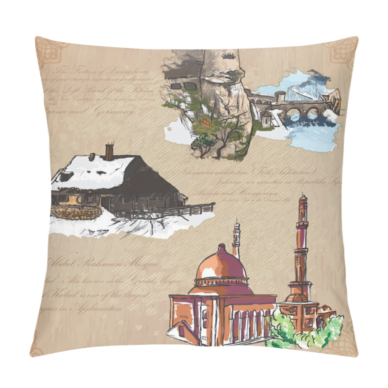 Personality  Places Nad Architecture - Hand Drawn Vector Pack Pillow Covers