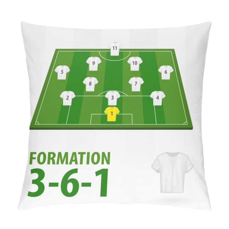 Personality  Football Players Lineups, Formation 3-6-1. Soccer Half Stadium. Pillow Covers