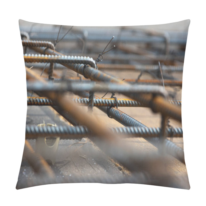 Personality  Construction Site, Preparation For Pouring Concrete, Metal Reinforcement, Graphic Resource, Construction Works Pillow Covers