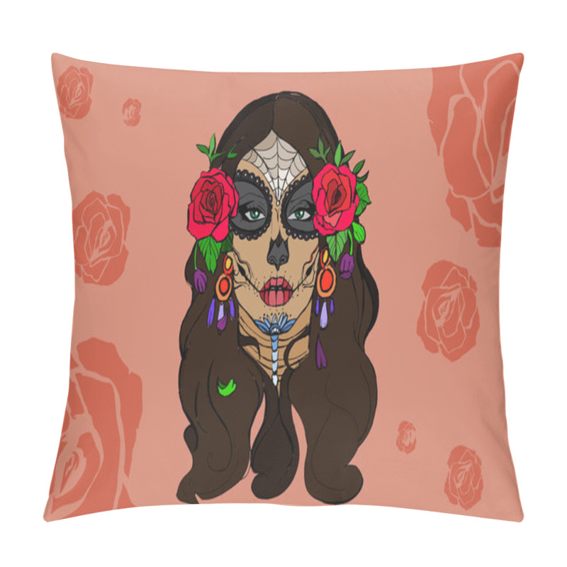 Personality  Skull Girl Illustration Pillow Covers