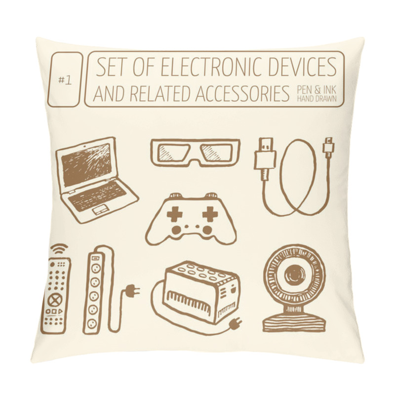 Personality  Icons Set Of Electronic Devices Pillow Covers