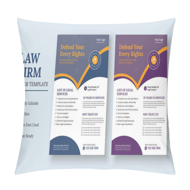 Personality  Law Firm Flyer Template, Law Firm And Legal Services Flyer, Law Firm And Consultancy Flyer, Legal Corporate Law Firm Business Flyer Poster Design Pillow Covers