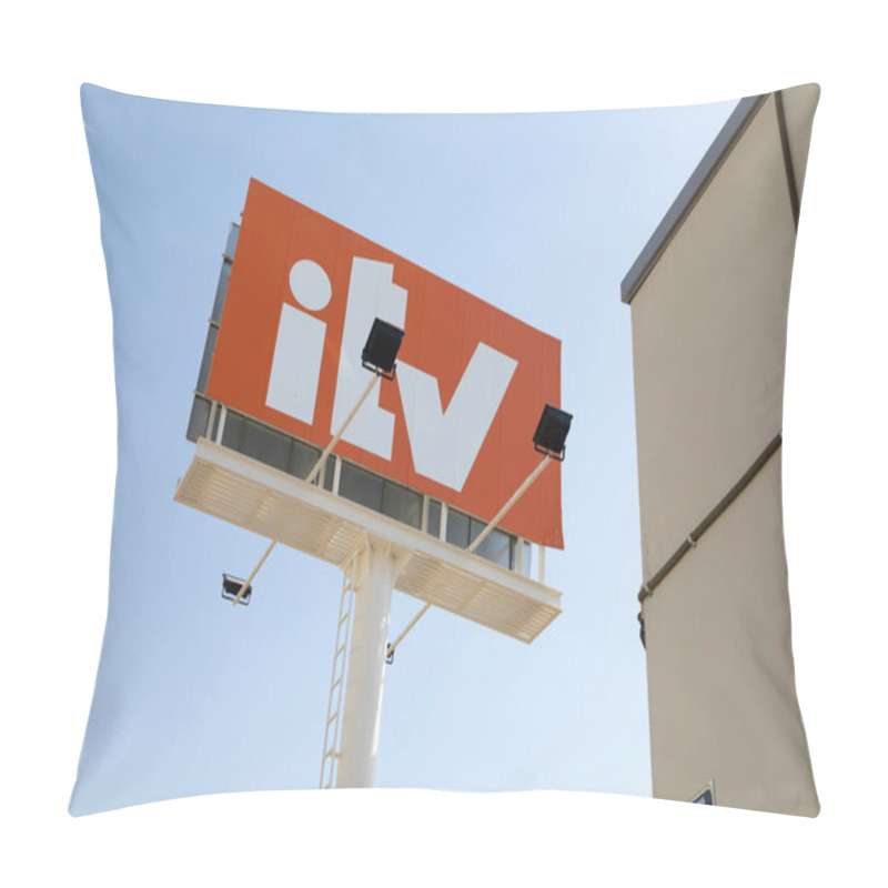 Personality  Gallur, Aragon, Zaragoza, Spain - July 27, 2020: Station Number 5011 For Technical Vehicle Inspection (ITV). Gallur ITV Station, Zaragoza Province, In The Monte Blanco Industrial Estate. Pillow Covers