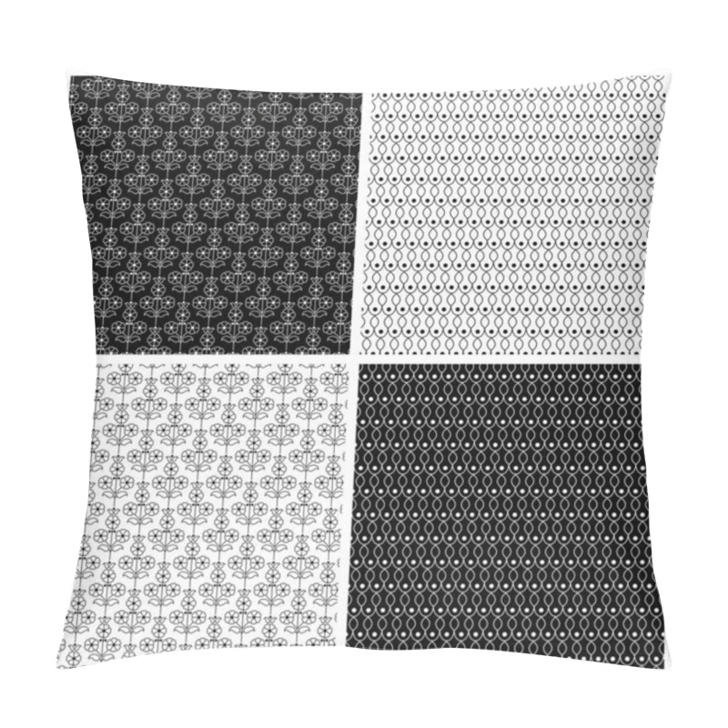 Personality  Black White Indian Design Seamless Vector Patterns Pillow Covers