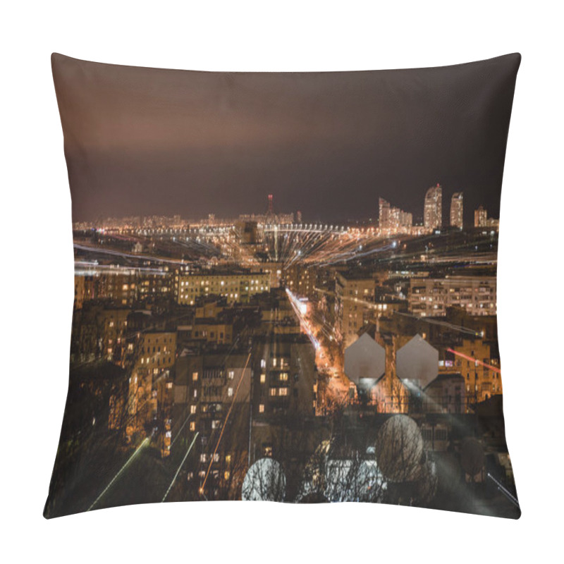 Personality  Night Cityscape With Defocused Bright Illumination Pillow Covers