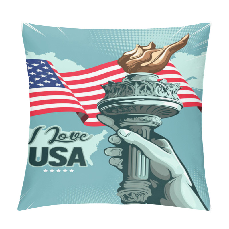 Personality  I Love USA, Vector Illustration. Pillow Covers