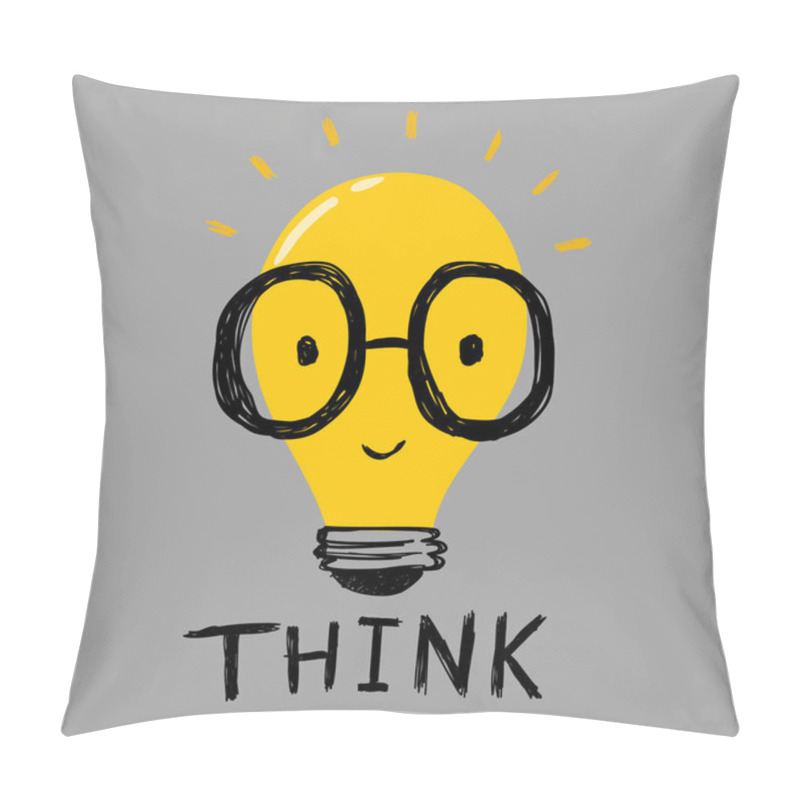 Personality  Smiling Light Bulb Cartoon Doodle Pillow Covers