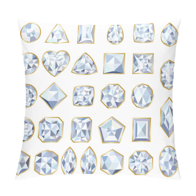 Personality    White Gemstones. Big Set Of Bright Crystals. Diamonds With Sparks. Pillow Covers