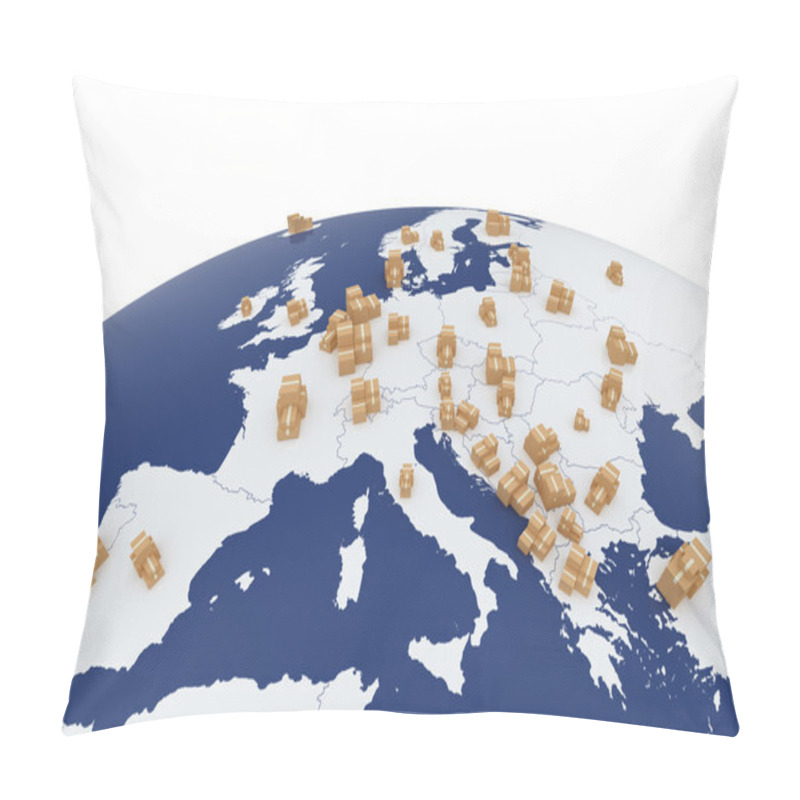 Personality  Cardboard Boxes On The Europe Map Pillow Covers