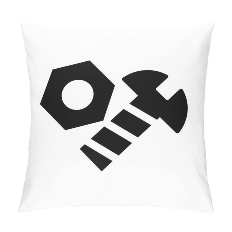 Personality  Pictogram Bolt And Nut Icon. Black Icon On White Background. Pillow Covers