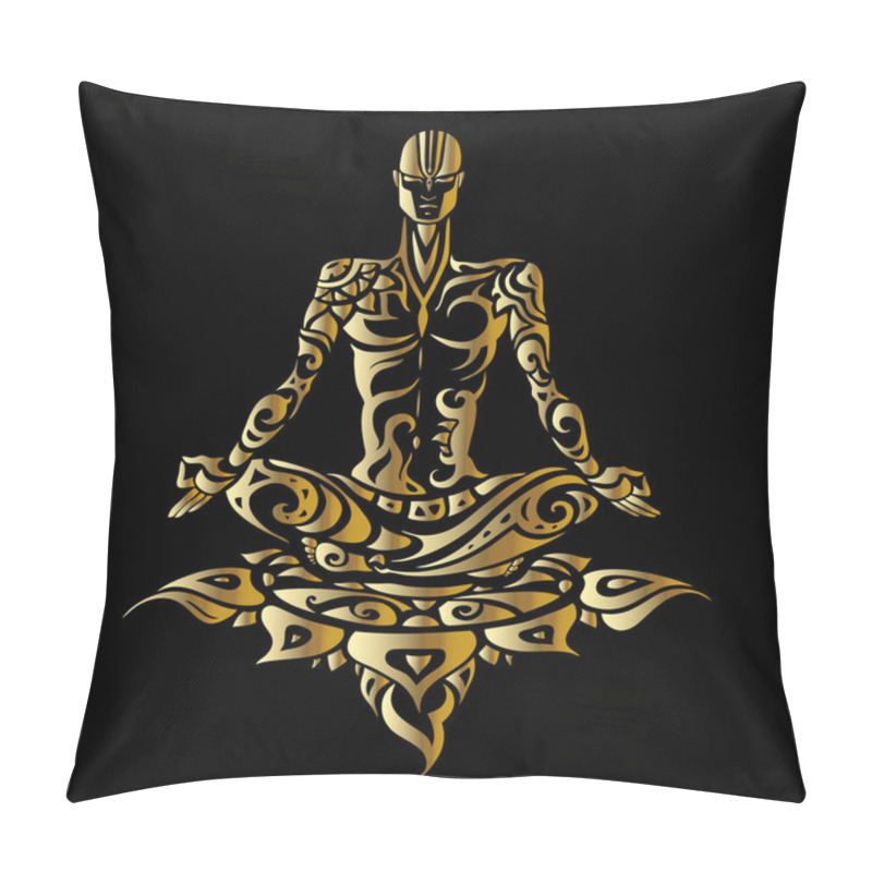 Personality  Meditation. Yoga Man Silhouette. Pillow Covers