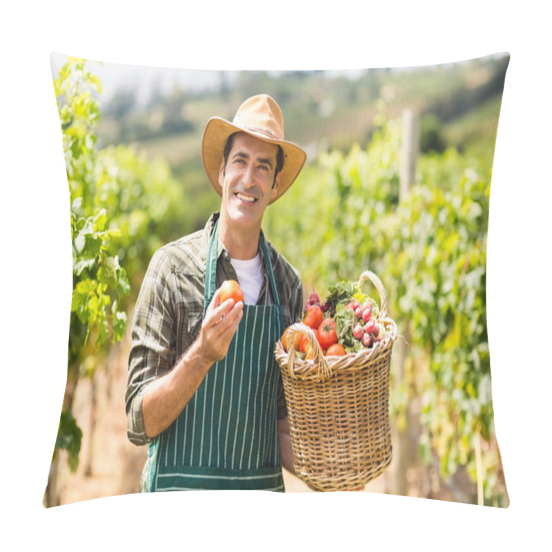 Personality  Farmer Holding A Basket Of Vegetables Pillow Covers