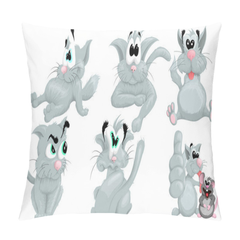 Personality  A Set Of Fun And Funny Gray Seals In A Cartoon Style Pillow Covers