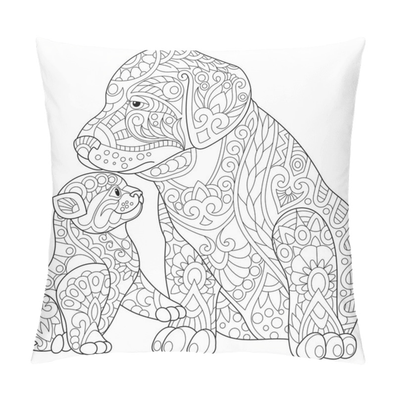 Personality  Zentangle Stylized Cat And Dog Pillow Covers