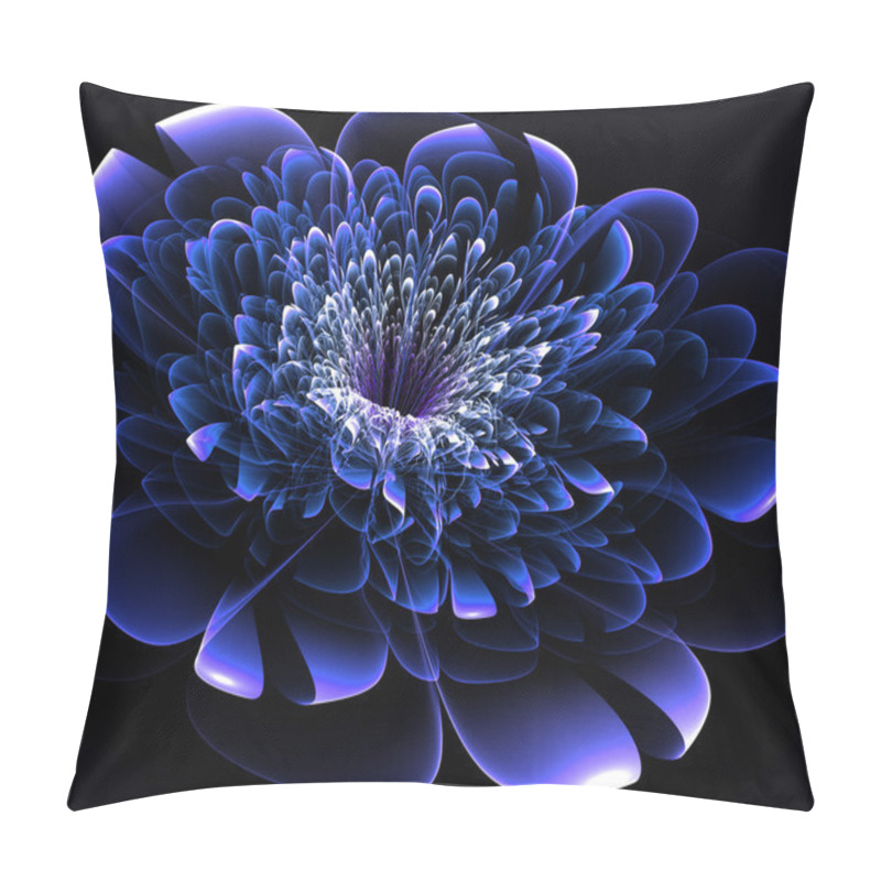 Personality  Beautiful Blue Flower On Black Background. Computer Generated Pillow Covers