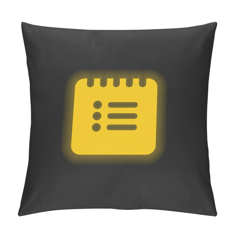 Personality  Black List Square Interface Symbol Yellow Glowing Neon Icon Pillow Covers