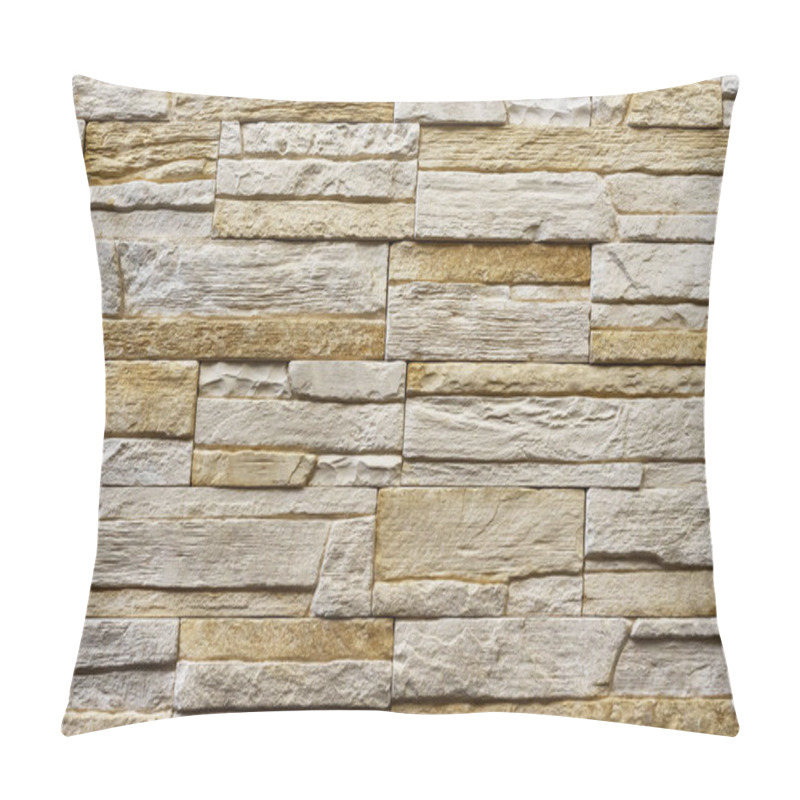 Personality  Texture Of The Stone Wall. Panel Of Stones For Finishing The Facade Of The Building And Interior Design Of The House. Background For Design And Decoration. Pillow Covers