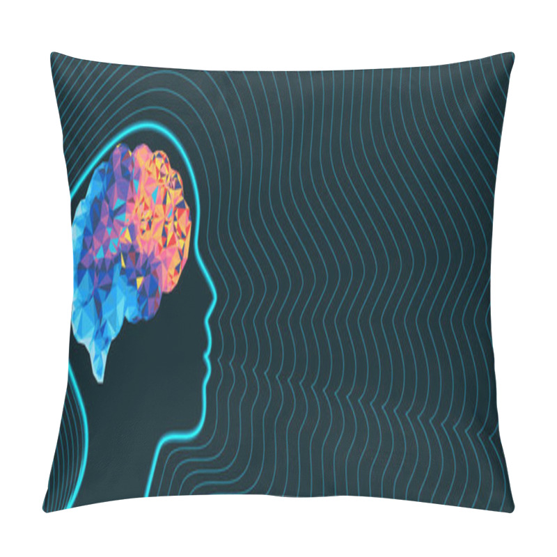 Personality  Abstract Artificial Intelligence. Cloud Computing. Machine Learning. Technology Web Background. Virtual Concept Futuristic Background Pillow Covers