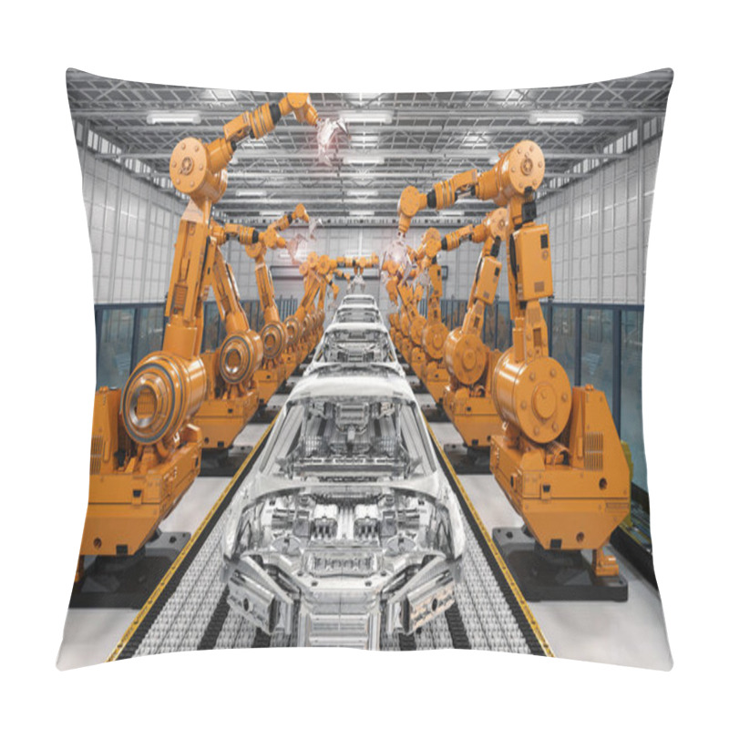 Personality  Robot Assembly Line In Car Factory Pillow Covers